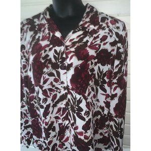 VTG 24K by Mr K Plus Size 18 Floral Print Button Up Blouse L/S Canada-Made EUC